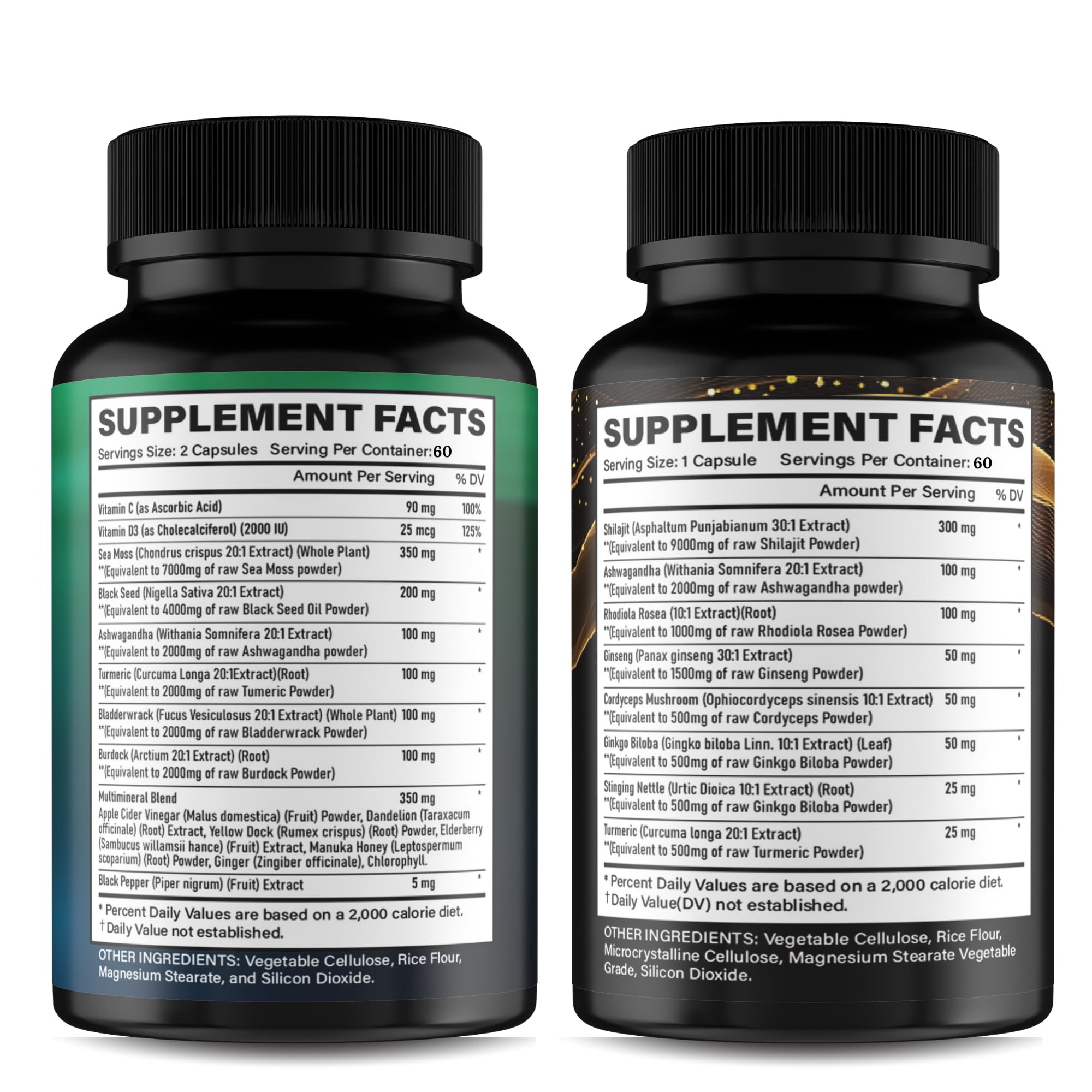 Gi.Da.Culture Shilajit Sea Moss Bundle capsules display highlighting blended wellness for active lifestyles.