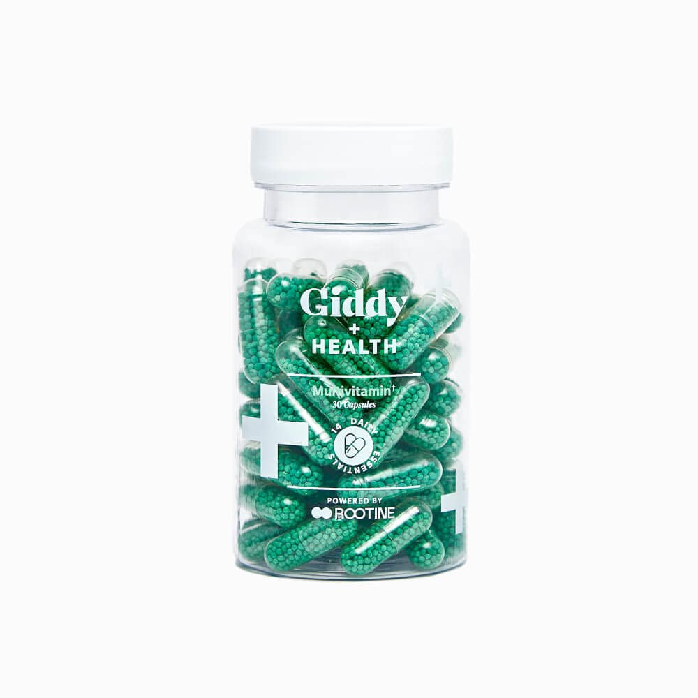Giddy Health multivitamin bottle front view for daily use.