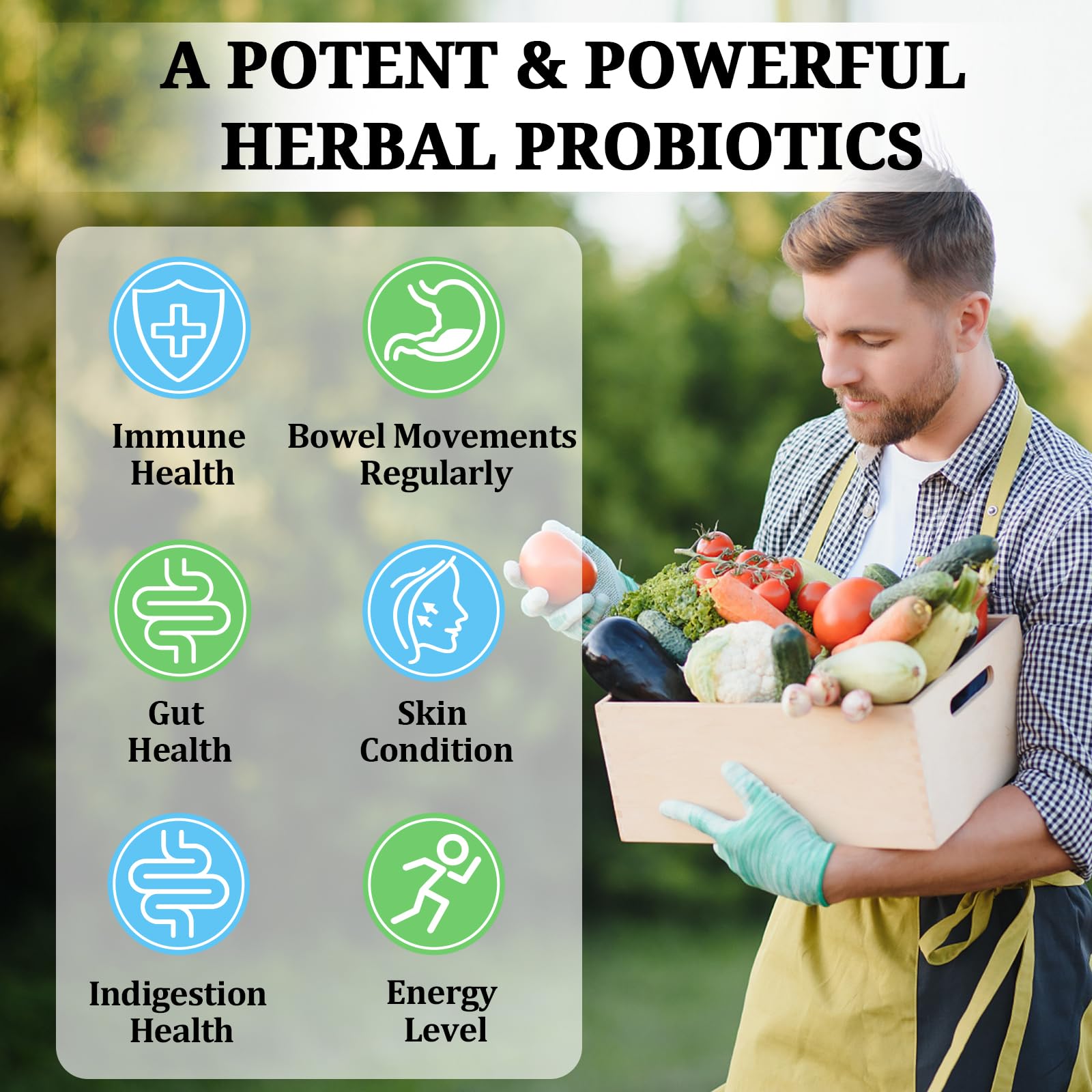 Organic herbs visual emphasizing natural support for gut health.