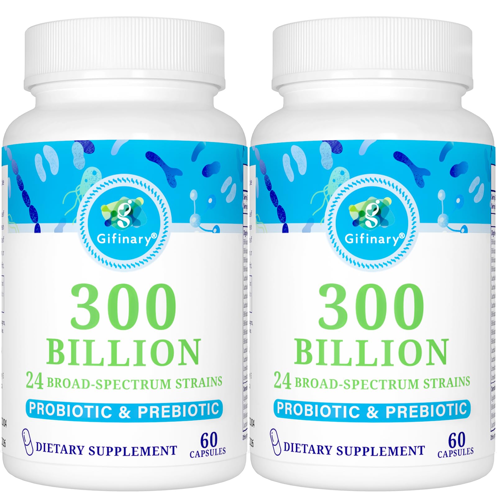 Gifinary Probiotics bottle shows daily 300B CFU gut support