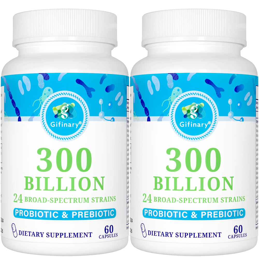 Gifinary Probiotics bottle shows daily 300B CFU gut support