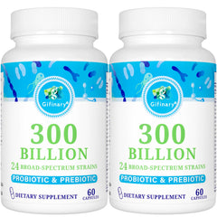 Gifinary Probiotics bottle shows daily 300B CFU gut support