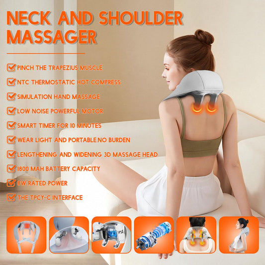 gigididi cordless 6d shiatsu neck massager side view showing slim profile for office