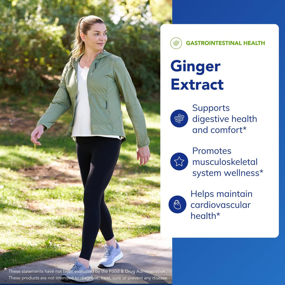 Fresh ginger root slices highlight the natural ingredient.
