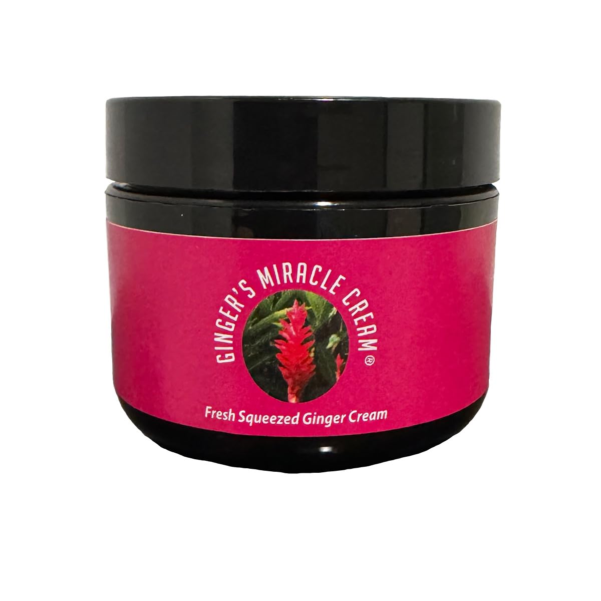 Ginger's Miracle Cream jar shows real ginger for deep hydration.