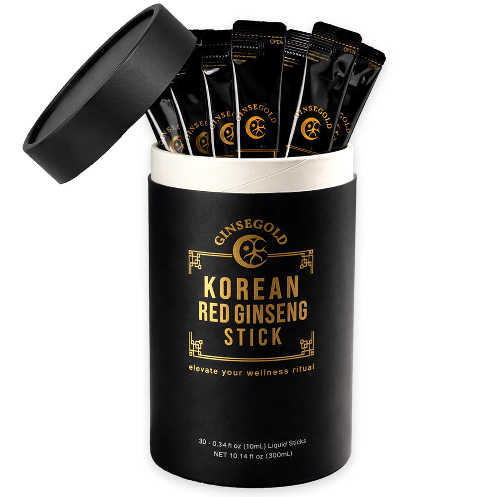 GINSEGOLD packaging of Korean Red Ginseng stick highlighting premium purity.