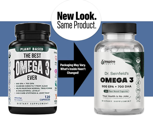 GINSPIRE NUTRITION algae-sourced omega-3 label highlights purity and sustainability.