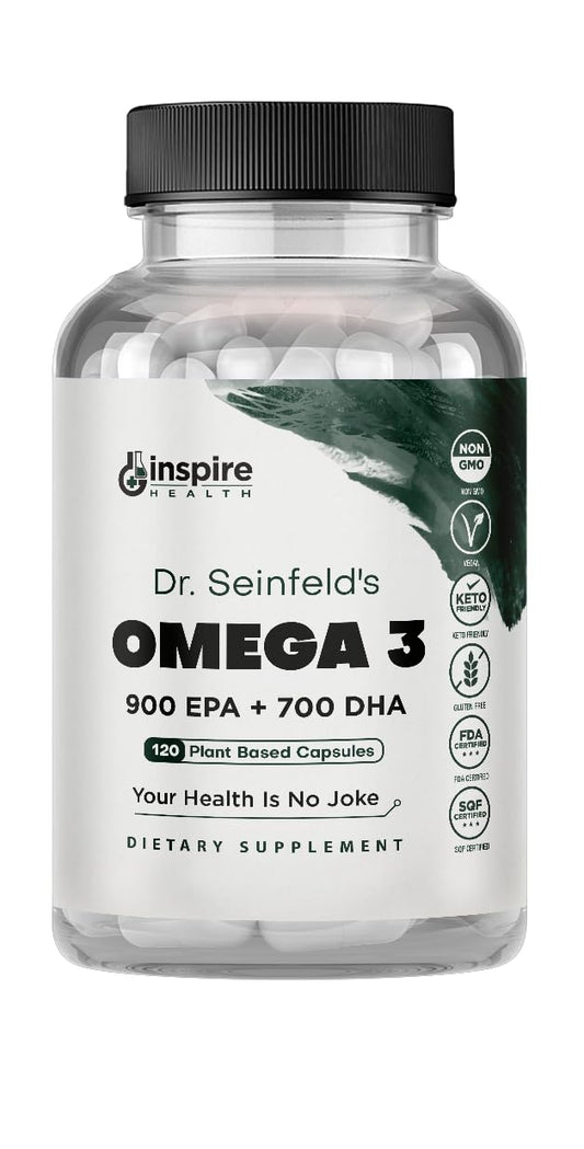 GINSPIRE NUTRITION vegan omega-3 bottle capsules ideal for daily plant-based EPA and DHA.