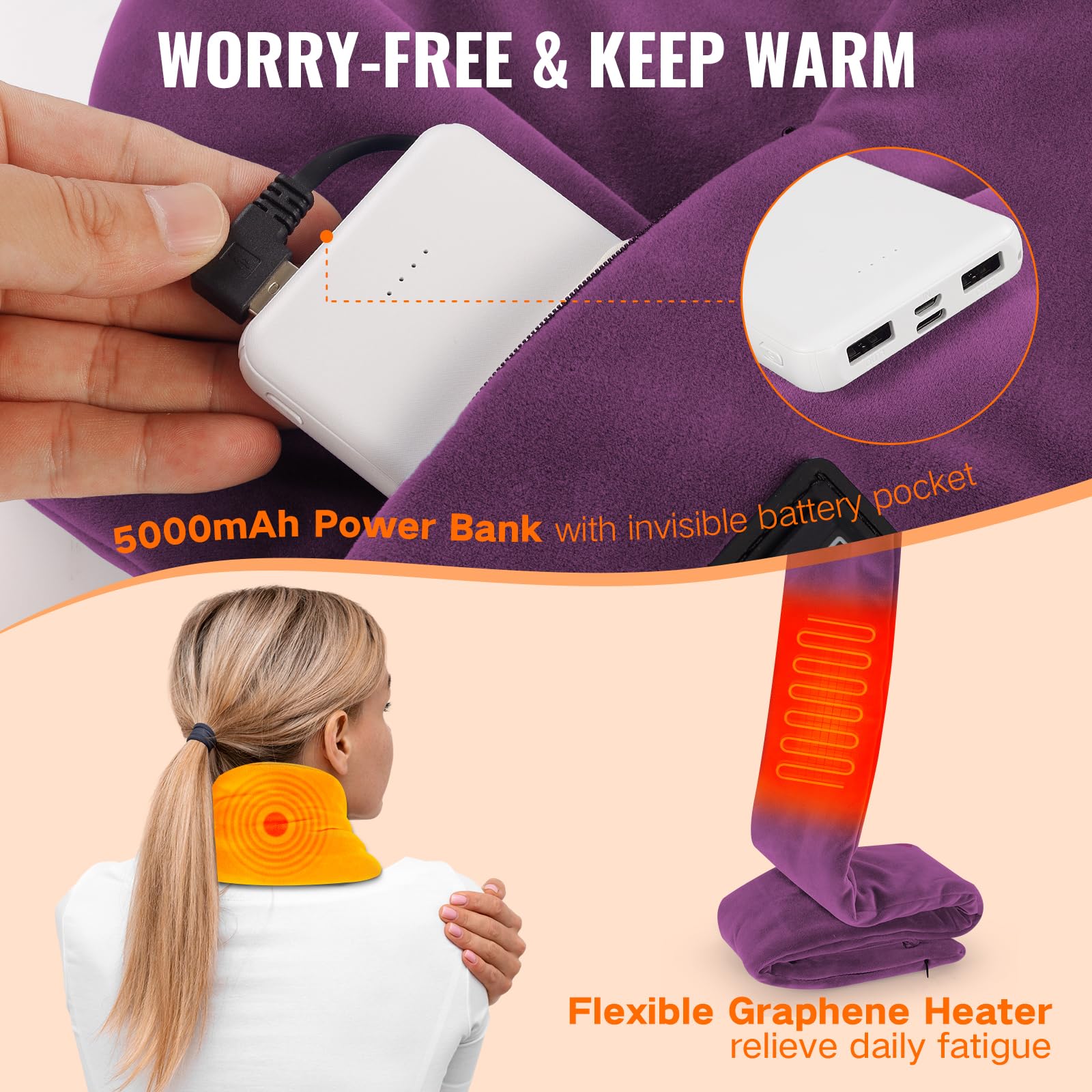 Girasol 5000mAh power bank pocket powers warmth without cords.