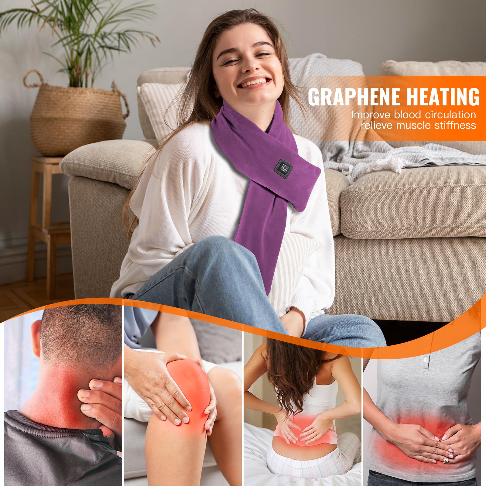 Girasol neck warmer features fast heating and wide neck coverage.