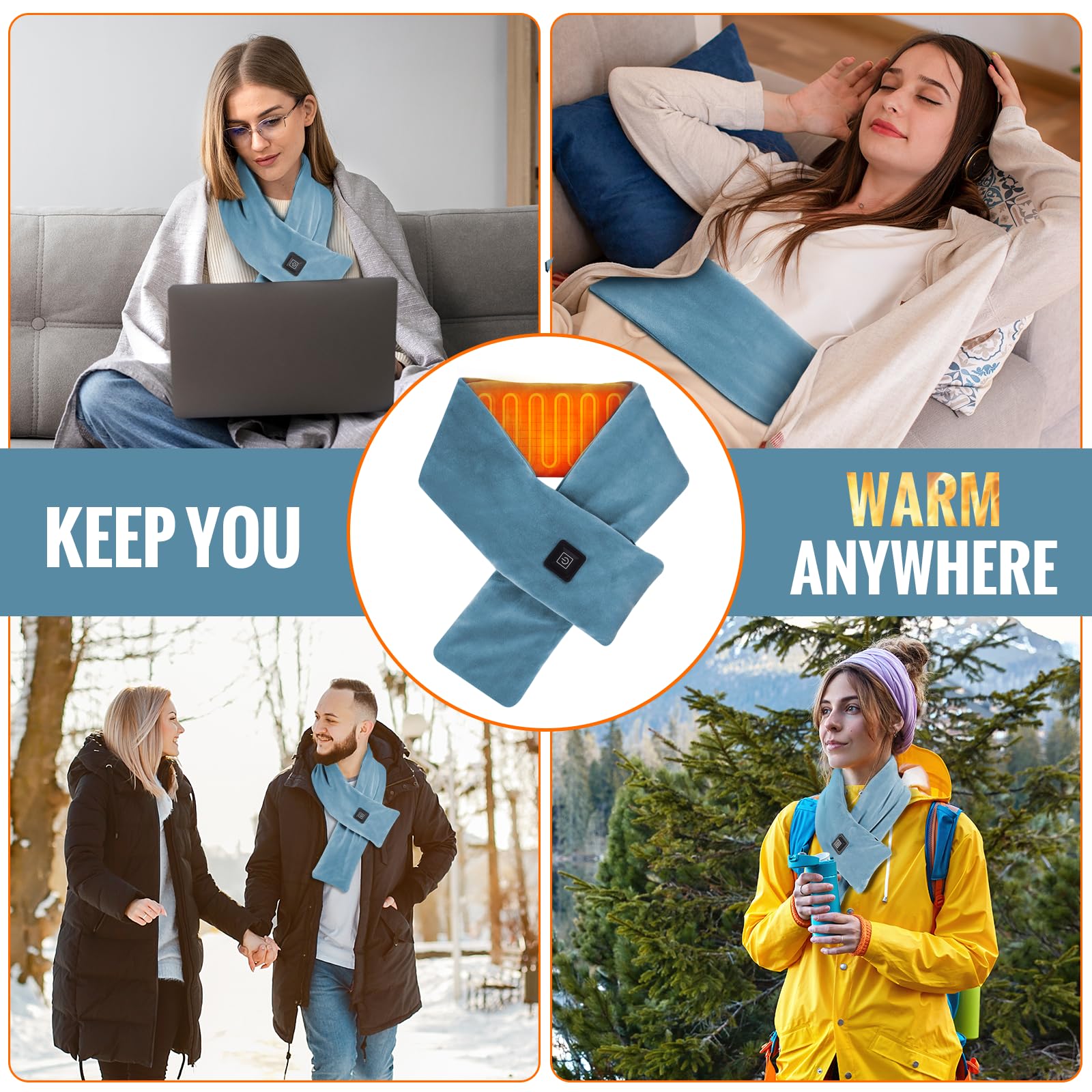 Girasol heated neck wrap fast heating with carbon fiber wires