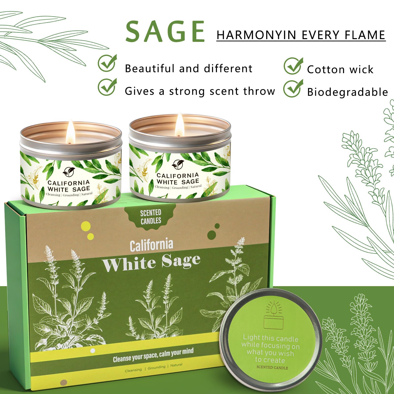 Gisly Sage Candle placed on desk in office for concentration.