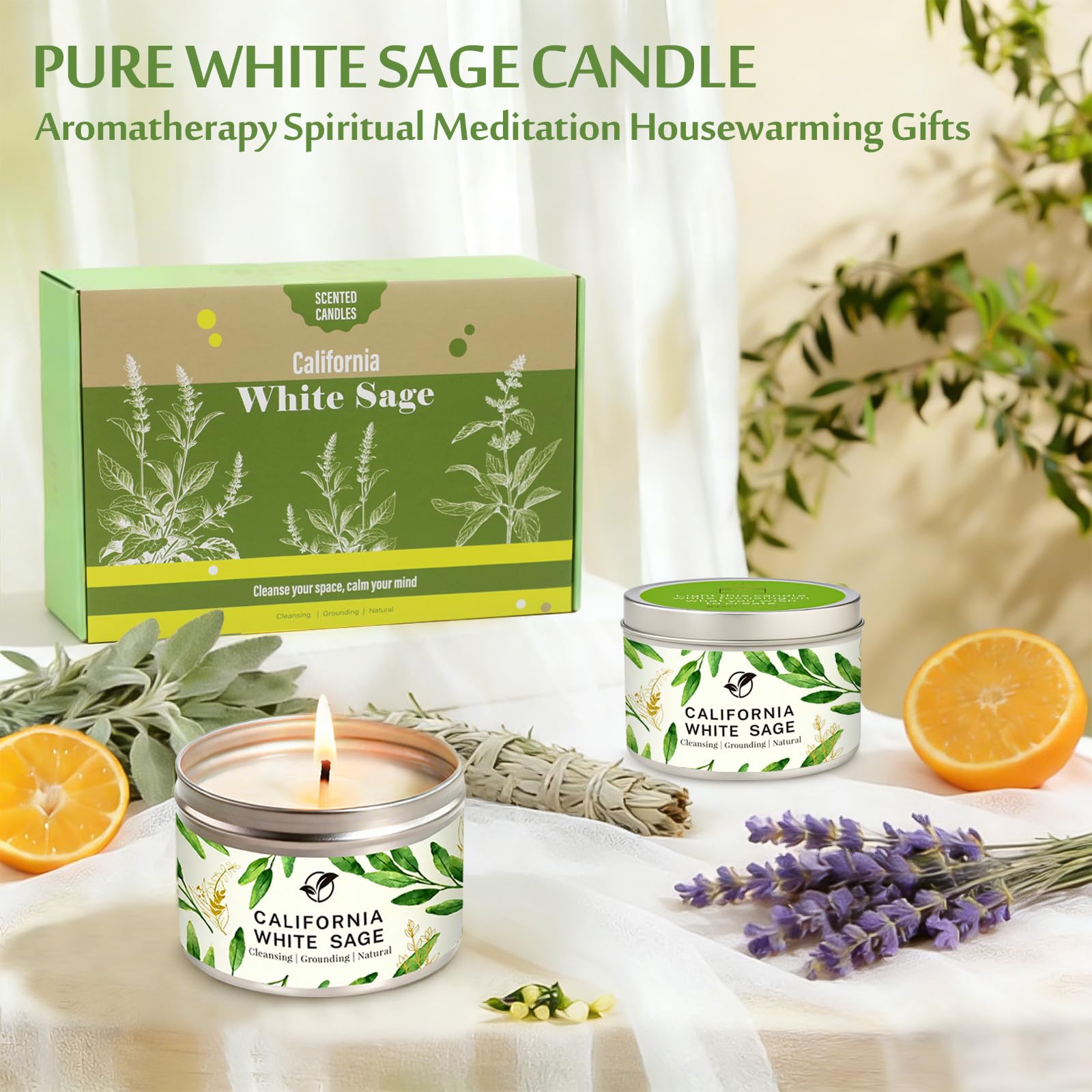 Gisly Sage Candle sage scent promotes a calming atmosphere.