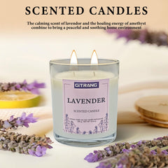 GITRANG lavender candle close-up in frosted jar for mood setting