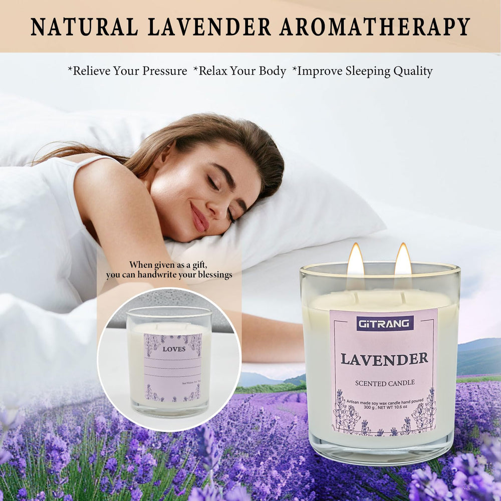 GITRANG triple lavender candle set fueling cozy living room ambiance
