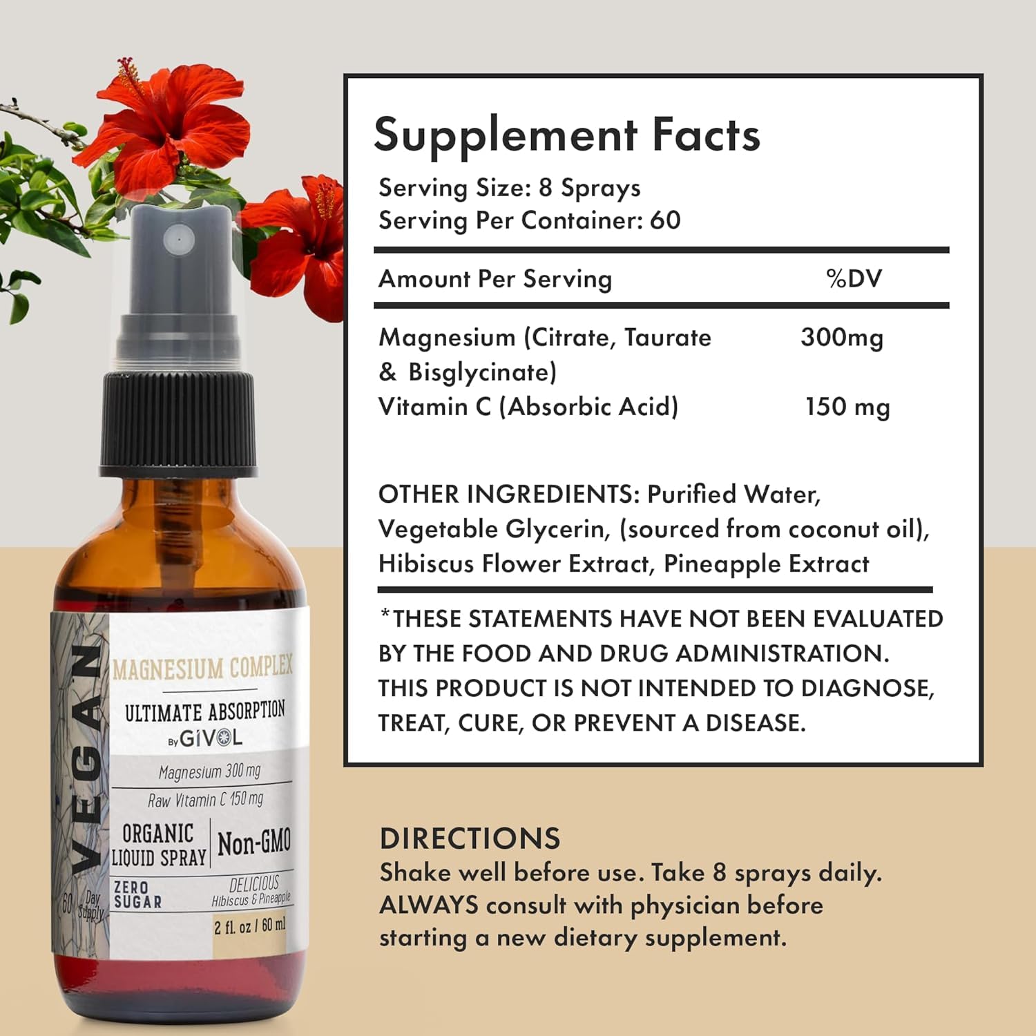 GIVOL hibiscus-pineapple flavor label on vegan formula.
