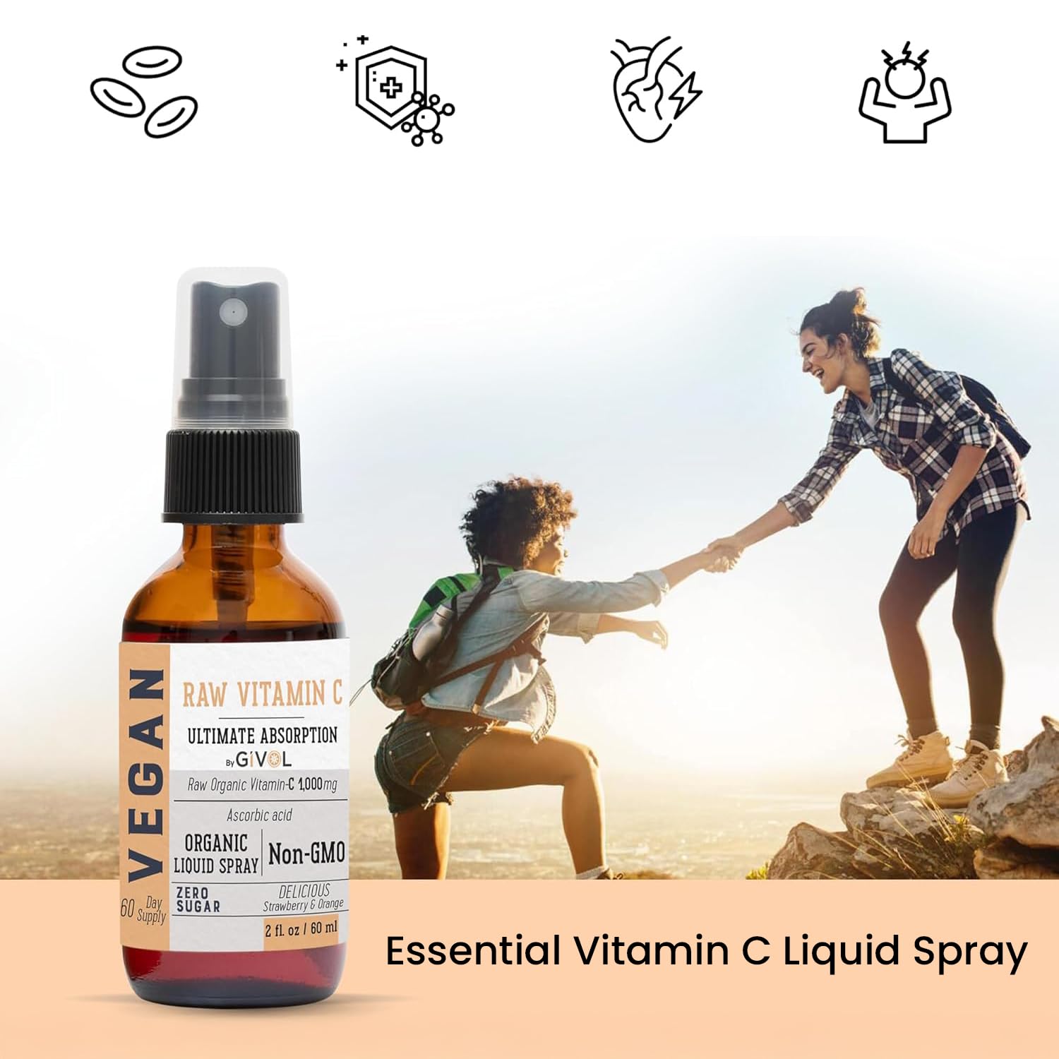 GIVOL Vitamin C Spray strawberry-flavor creates pleasant daily taste
