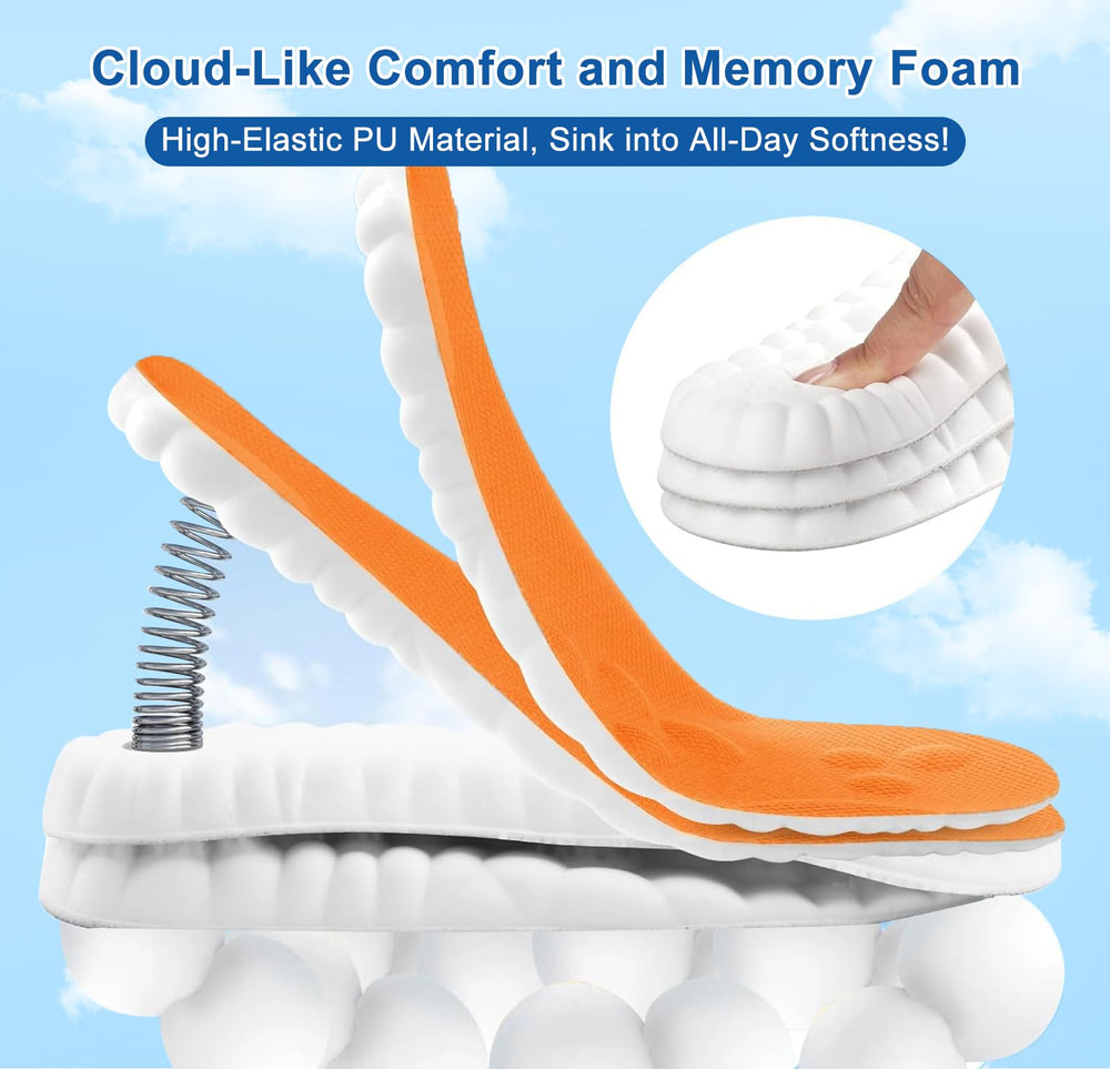 Giwytey 4D Cloud Insole orange moisture-wicking fabric fights sweat