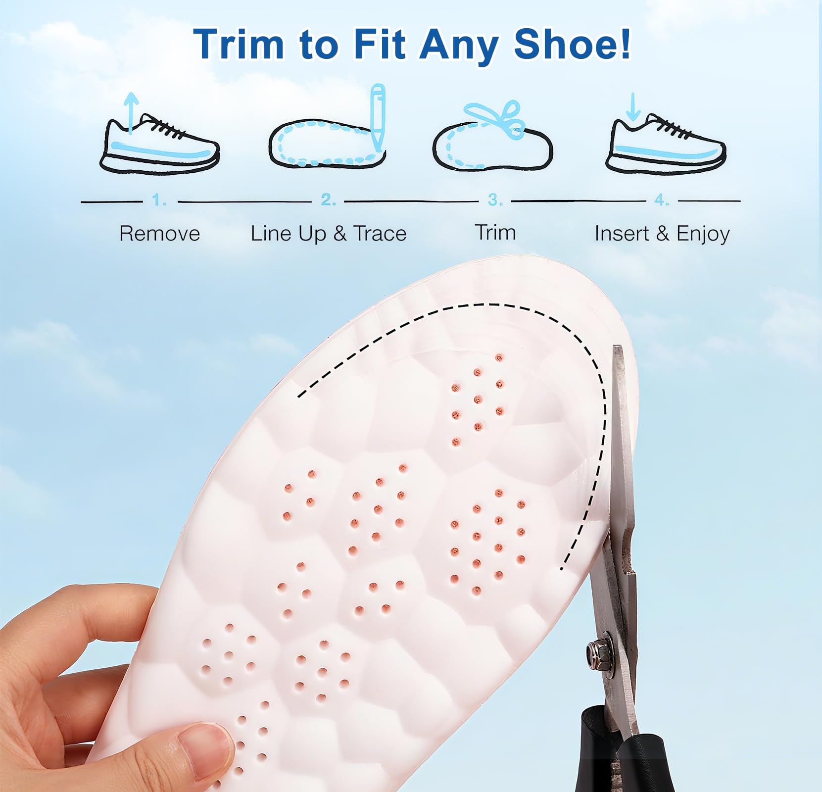 Giwytey 4D Cloud Insoles with cushioned heel for shock absorption