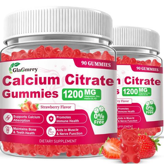 GlaGmrry 180-count calcium citrate gummies bottle for convenient daily bone support