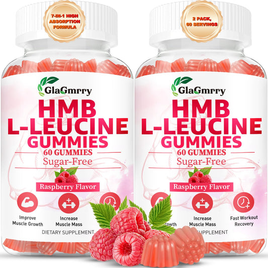 GlaGmrry HMB and Leucine gummies bottle for convenient post-workout support.