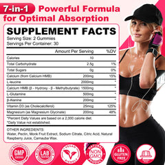 GlaGmrry HMB + Leucine gummies box highlights 120-count value and freshness.