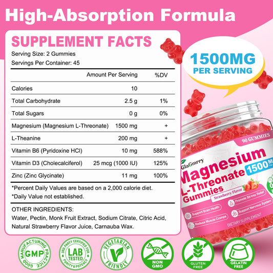 Close-up of GlaGmrry gummies jar highlighting strawberry flavor and vegan formula