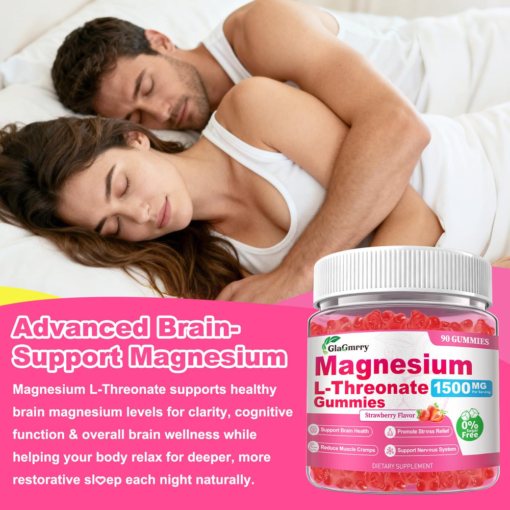 Strawberry-flavored GlaGmrry gummies on a surface with a clean, sugar-free appearance