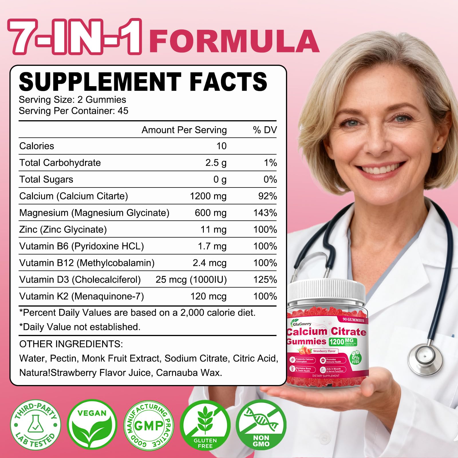 GlaGmrry vegan pectin gummies indicate gelatin-free, plant-based formula