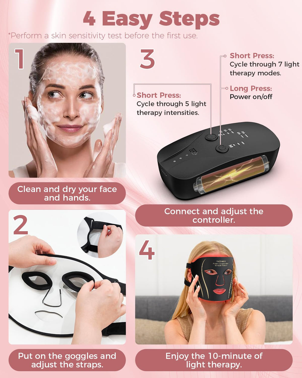 Glamesty mask in use during an at-home skincare routine