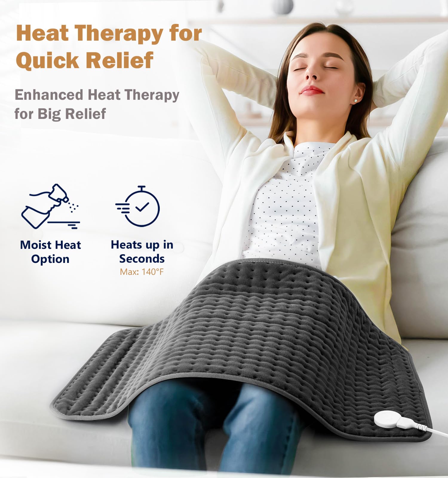 Glamigee heating pad targets shoulders with plush comfort and lasting warmth.