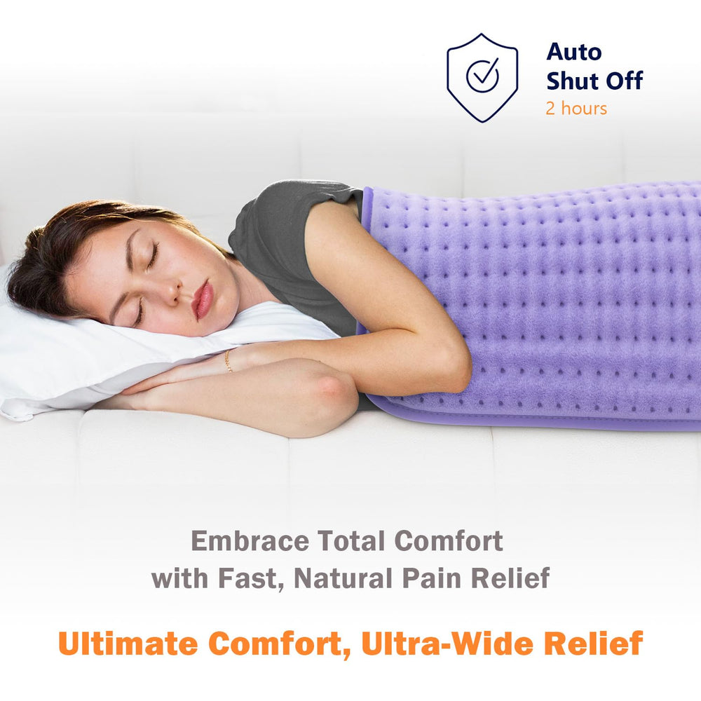 Glamigee Ultra-Wide Heating Pad offers moist heat option for deeper comfort.