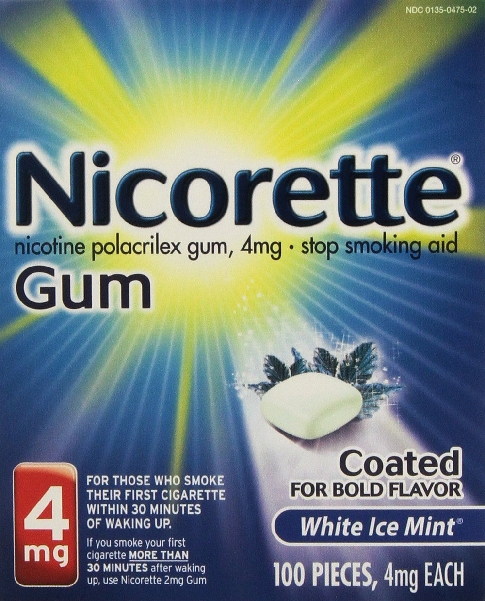 GlaxoSmithKline Nicorette 4mg White Ice Mint pack for cravings support