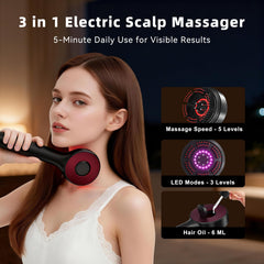 Gleamo 3in1 scalp massager with oil rollers for even oil distribution