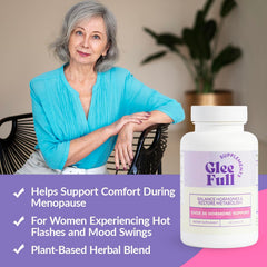 GLEEFULL SUPPS GleeFull Over 30 capsules close-up showing smooth, easy-to-swallow pills.