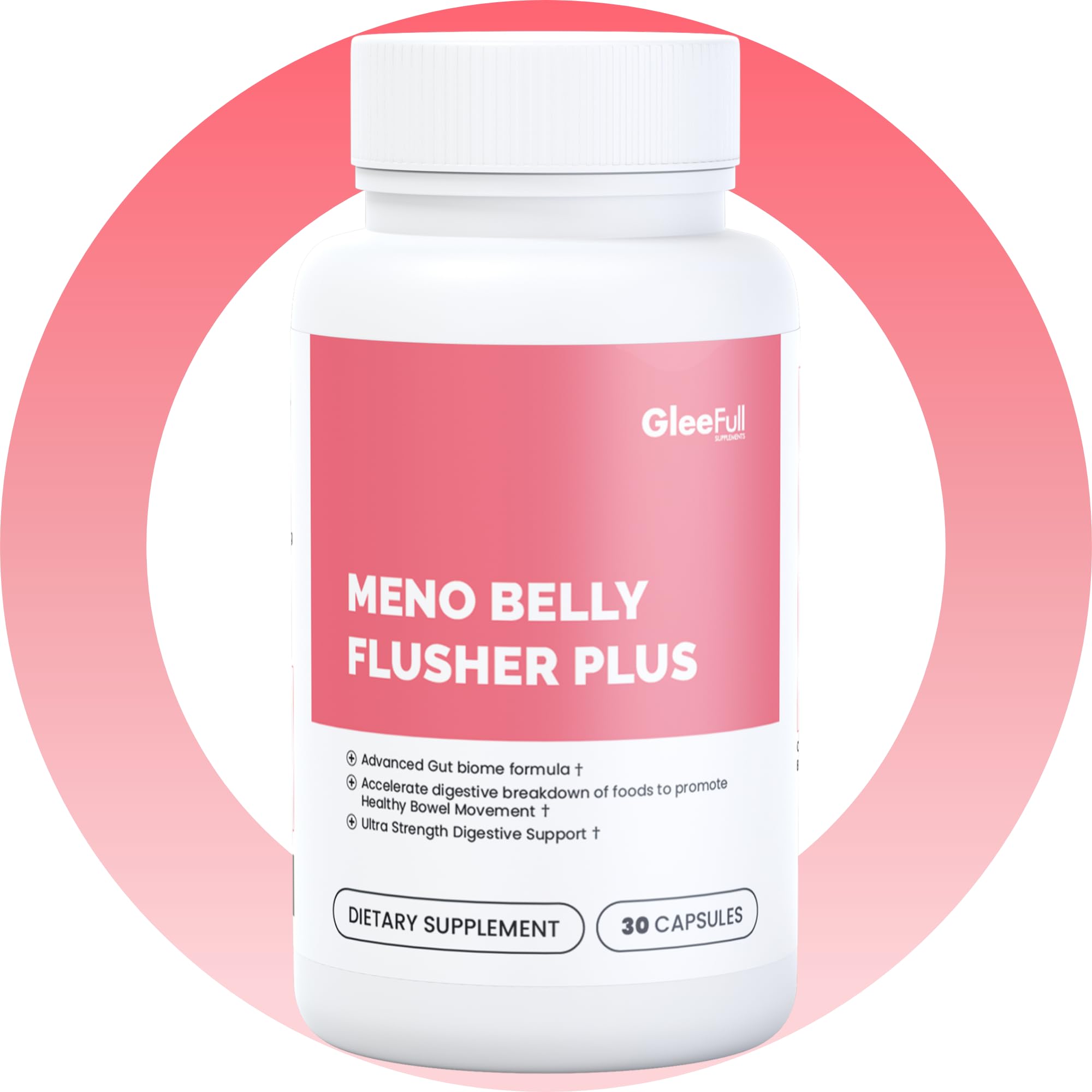 GLEEFULL SUPPS Meno Belly Flusher Plus pack image illustrating a six-bottle bundle.