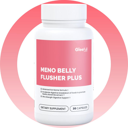 GLEEFULL SUPPS Meno Belly Flusher Plus pack image illustrating a six-bottle bundle.