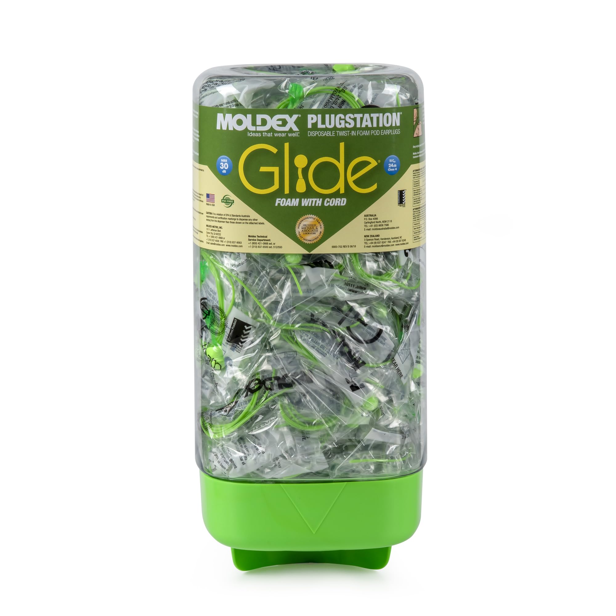 Glide PlugStation front view dispenser with accessible earplugs for on-site protection