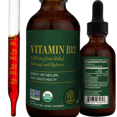 Global Healing Center B12 5000 mcg bottle with dropper for energy support