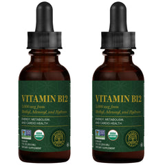 Global Healing Center B12 drops bottle highlighting 5000 mcg potency.