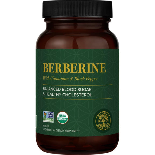 Global Healing Center berberine 1200 mg bottle front for weight management support.