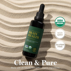 Global Healing Center Brain Health ingredient list emphasizes turmeric, ashwagandha, and ginkgo.