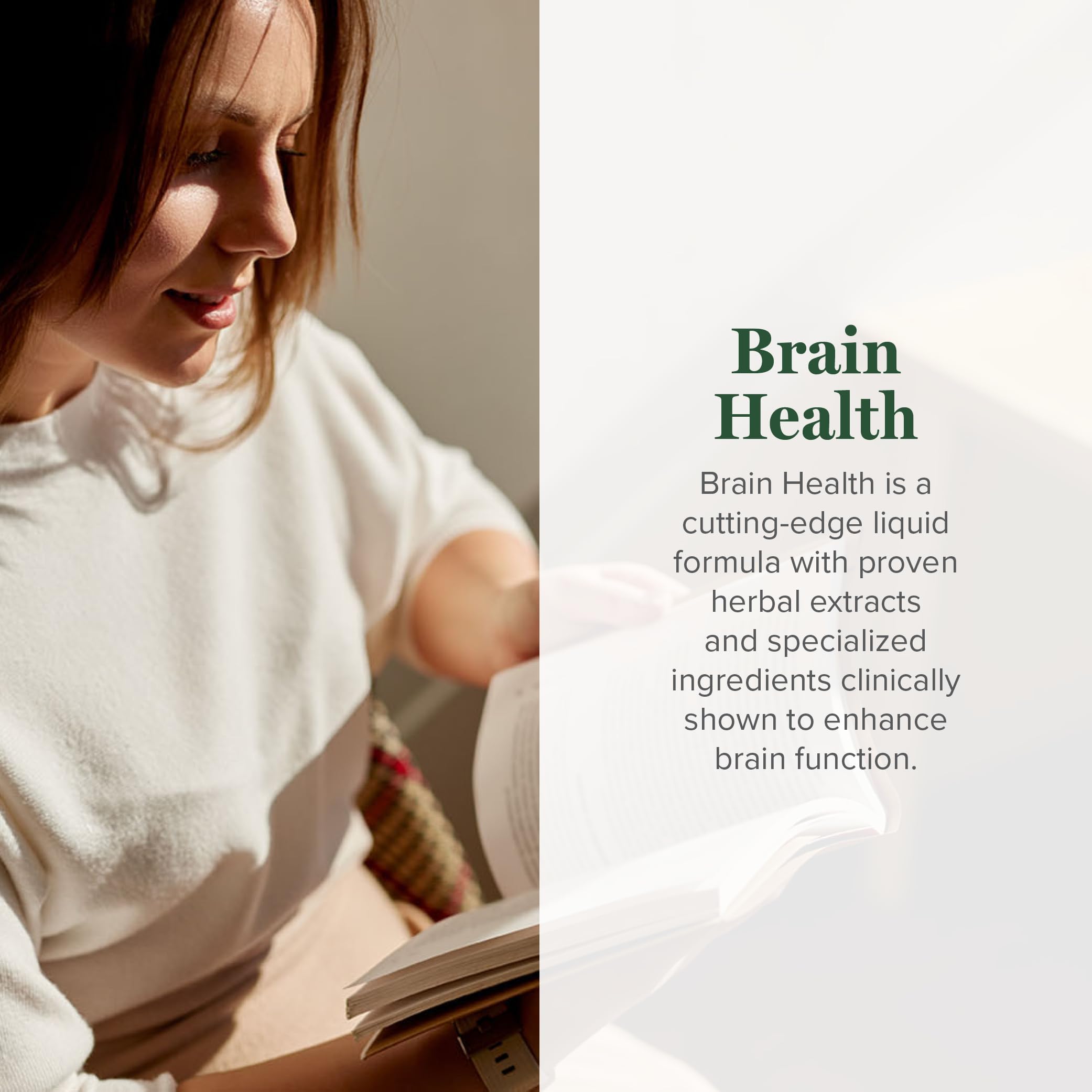 Global Healing Center Brain Health label close-up showing organic ingredients.