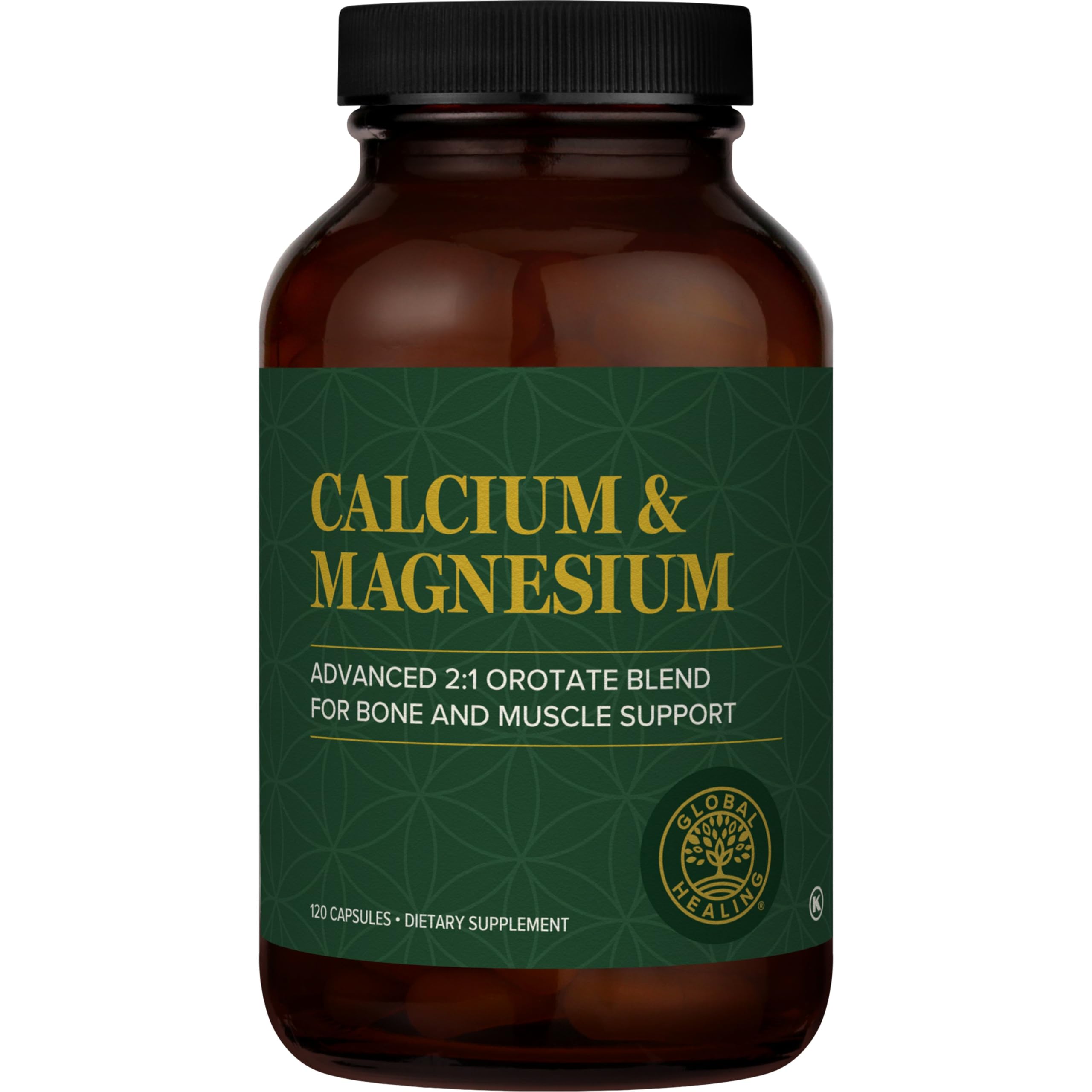 Global Healing Center calcium magnesium orotate bottle for daily bone support.
