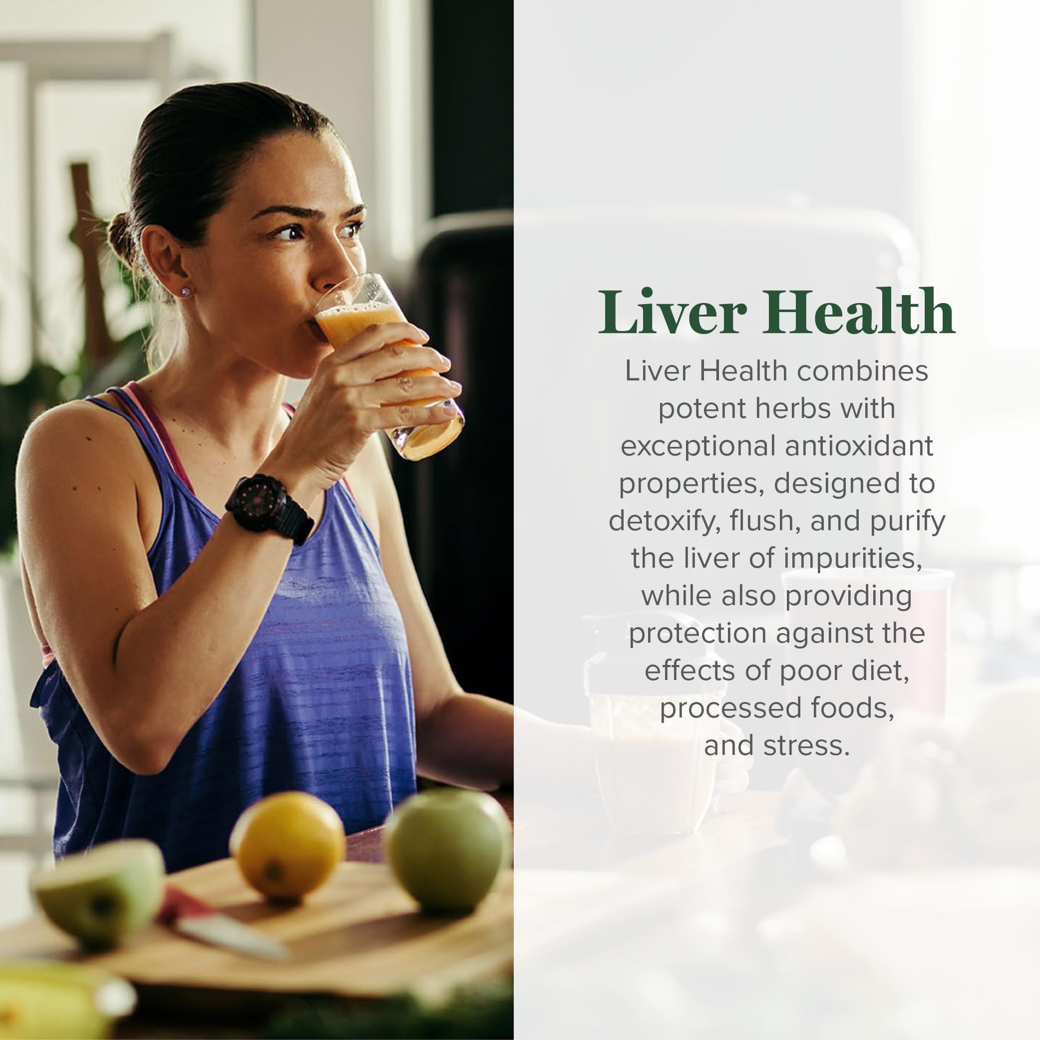 Global Healing Center Liver Health label highlights ingredients and liver wellness benefits.