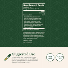 Close-up of the binder label showing ingredients and usage guidance