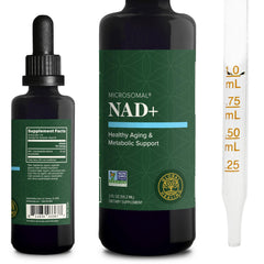 Global Healing Center NAD Drops bottle highlights convenient sublingual delivery for potentially faster absorption.