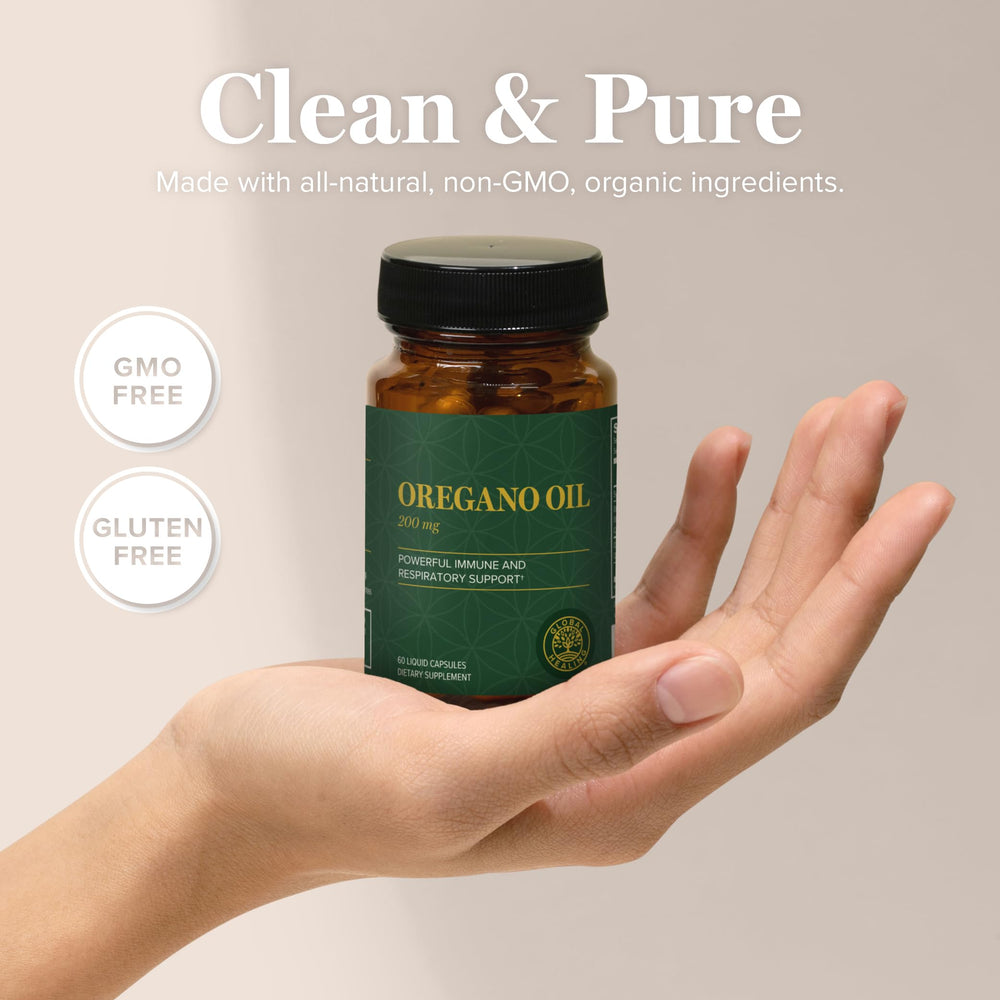 Global Healing Center oregano oil capsules with cayenne extract for digestive wellness