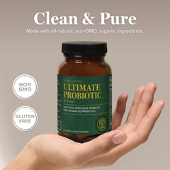 Ingredients label highlights 25 probiotic strains with prebiotic blend.