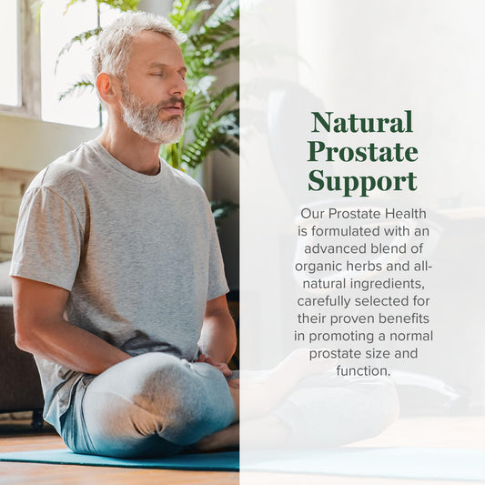 Global Healing Center Prostate Health capsules supporting normal urinary flow.